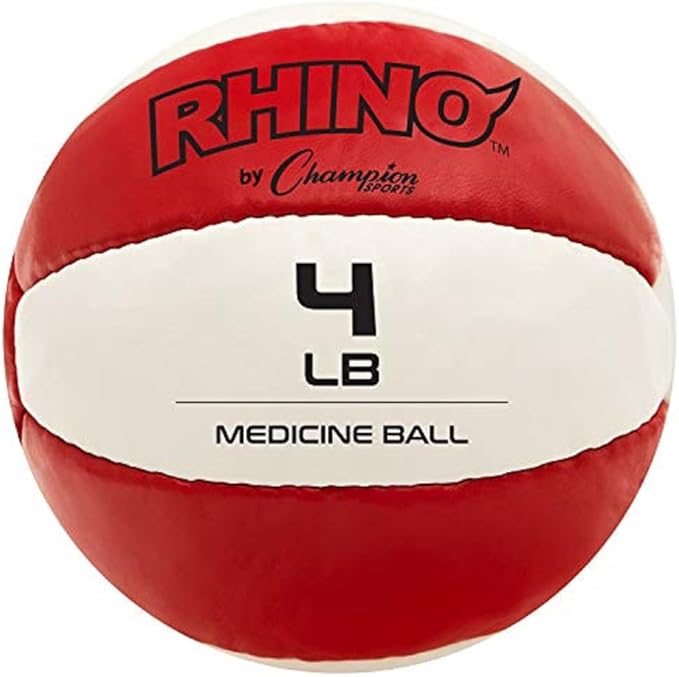 Champion Sports Exercise Medicine Balls, Leather with No-Slip Grip - Weighted Med Ball Set for