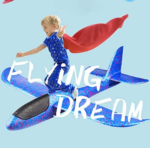 BooTaa 2 Pack Airplane Toys, 17.5" Large Throwing Foam Plane, 2 Flight Mode Glider, Flying Toy for