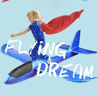 BooTaa 2 Pack Airplane Toys, 17.5" Large Throwing Foam Plane, 2 Flight Mode Glider, Flying Toy for