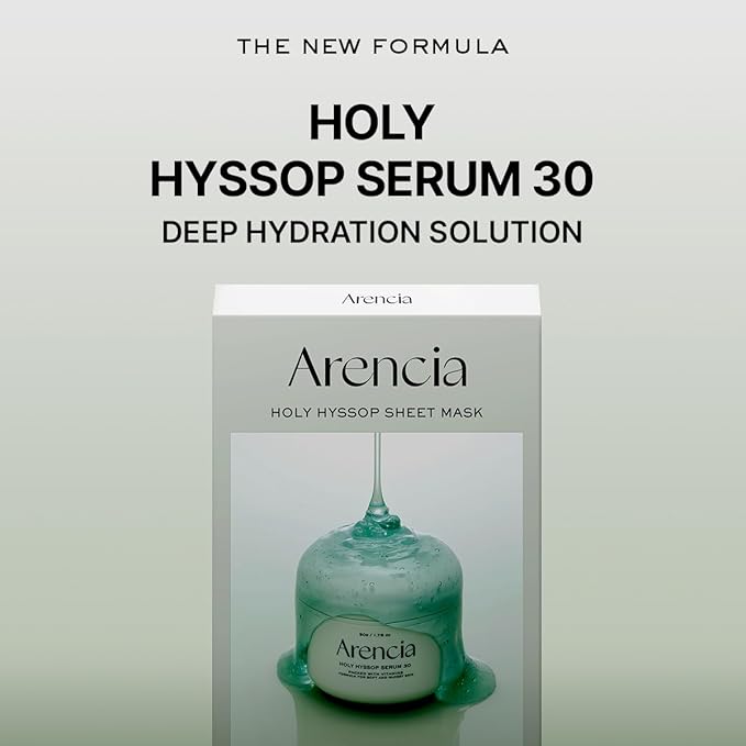 Hyssop Glow Sheet Mask, 5 Pack, Hydrating, Glowing, Boosting, Repairing for younger looking skin