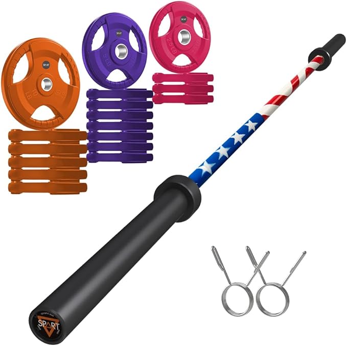 7FT Olympic Barbell Bar with Weight Plate Set Combo, Solid Olympic Bar with Bearings, 700Lbs