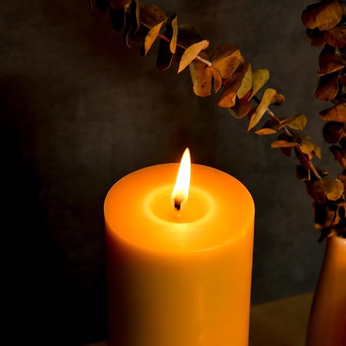 3"x 6" Large Beeswax Pillar Candle, Made of Pure Natural Beeswax, with Ultra Long Burning Time and