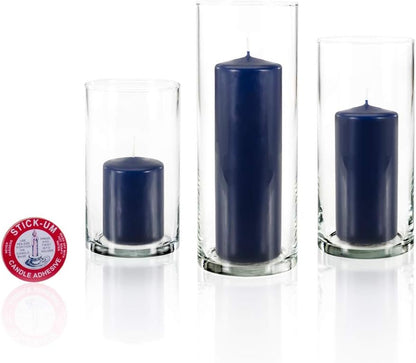 yummi Set of 12 Slim Pillars and Cylinder Vases - Navy Blue