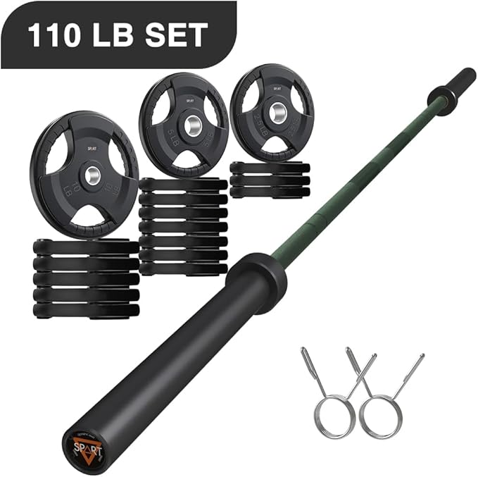 7FT Olympic Barbell Bar with Weight Plate Set Combo, Solid Olympic Bar with Bearings, 700Lbs