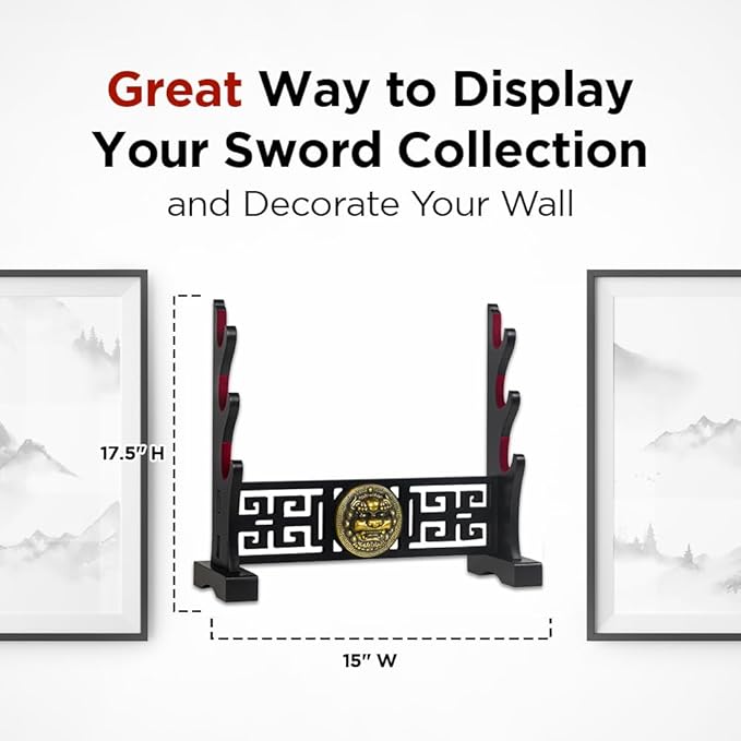 Logest Sword Stand - 4 Tier Options Available - Crafted Using Wood Katana Holder - Furnished in