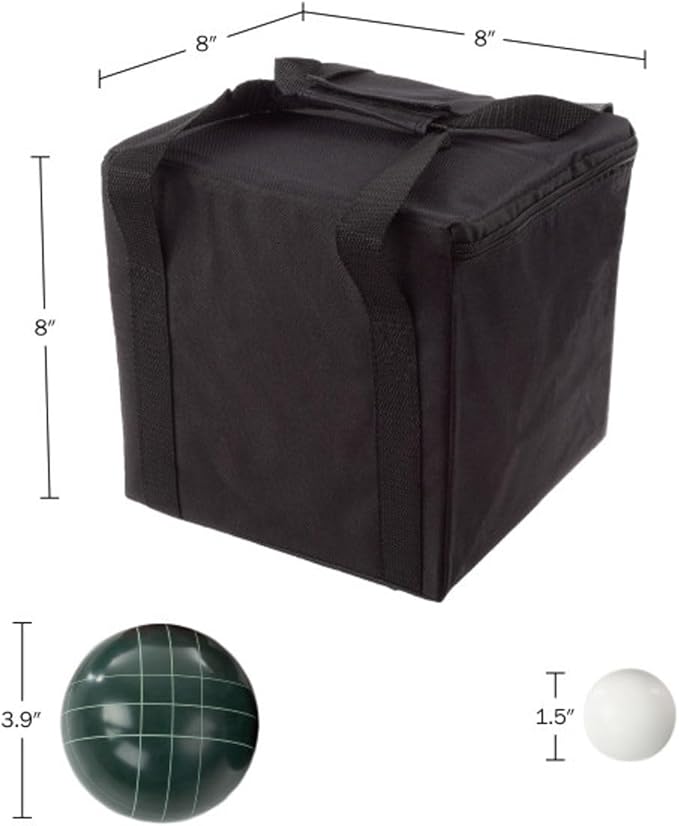 Bocce Ball Set Regulation Size - Lawn Game for Backyard or Beach - Includes Red and Green Bocce
