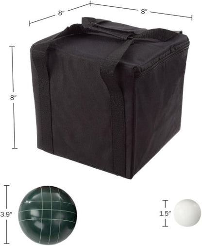Bocce Ball Set Regulation Size - Lawn Game for Backyard or Beach - Includes Red and Green Bocce
