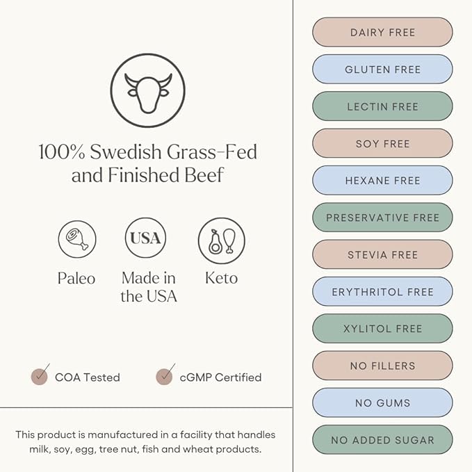 Be Well by Kelly Chai Grass-Fed Beef Protein Powder, 23G of Protein & 1G of Carbs (3 Ingredients