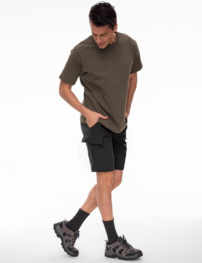 Wespornow Men's-Convertible-Hiking-Pants Quick Dry Lightweight Zip Off Breathable Cargo Pants for