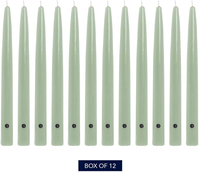 Colonial Candle Unscented Taper Candle, Handipt Collection, Colonial Classic Green, 10 in, Pack of