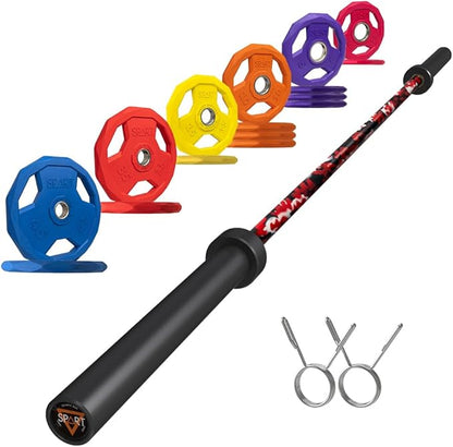 7FT Olympic Barbell Bar with Weight Plate Set Combo, Solid Olympic Bar with Bearings, 700Lbs