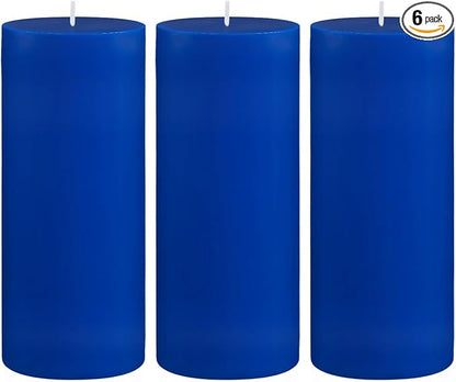 3 Packs 2.8x6 Inch Blue Colored Pillar Candles, Unscented Dripless Non-Toxic Smokeless Clean Long