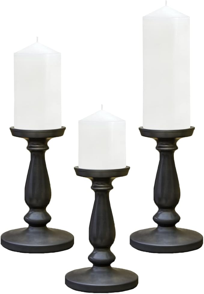 Pillar Candles 3 x 4, 6, and 8 inches, Large Handmade Candles Set of 3, Decorative Candles for