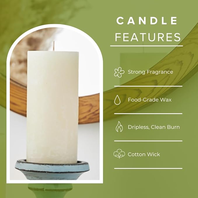 Simply Soson 3x6 inch White Rustic Gardenia Pillar Scented Candle - 3 Pack - for Home Decor