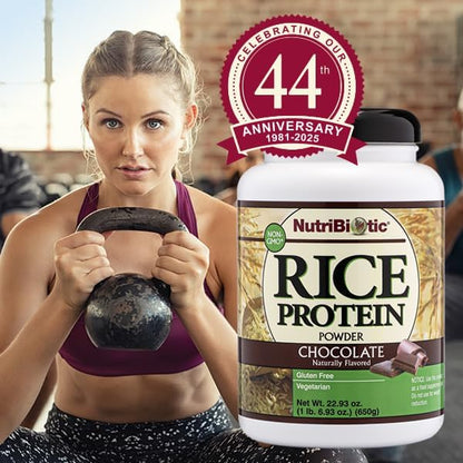 NutriBiotic Chocolate Rice Protein, 1 lb. 6.9 oz | Low Carb, Vegetarian & Keto-Friendly Raw Protein