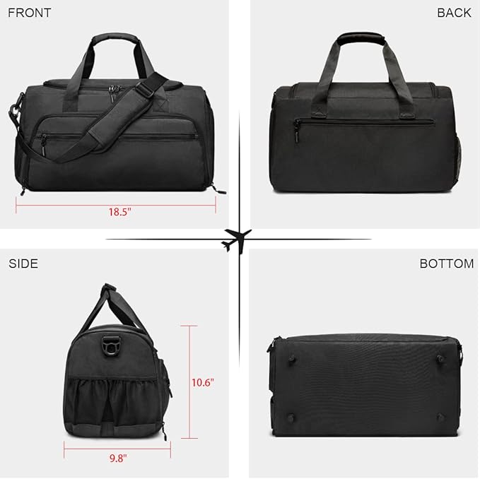 Gym Bag for Men Women, Small Fitness Workout Sports Bag with Wet Pocket & Shoes Compartment, Water