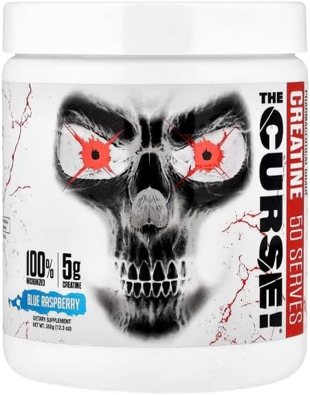 JNX SPORTS The Curse! Creatine Monohydrate Blue Raspberry 50 Servings | Pure Micronized Creatine 5g