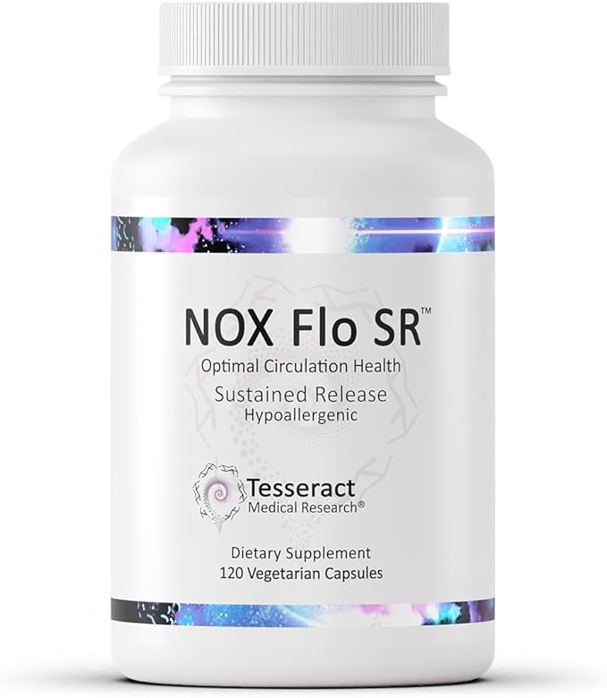 Tesseract NOX Flo SR Nitric Oxide Booster, Vascular Health Supplement, 120 Capsules