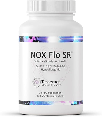 Tesseract NOX Flo SR Nitric Oxide Booster, Vascular Health Supplement, 120 Capsules