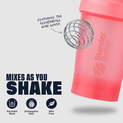 BlenderBottle Classic V2 Plastic Shaker Bottle 20 oz Light Pink