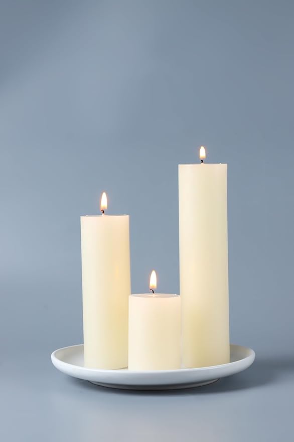 36 Pcs Pillar Candles, Unscented Ivory White Pillar Candles, Smokeless Long Burning Wax Candles for