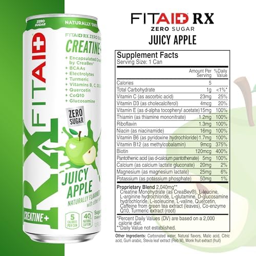 FITAID RX Zero Sugar, Encapsulated Creatine, Post-Workout Recovery Zero Sugar Drink, All-In-One