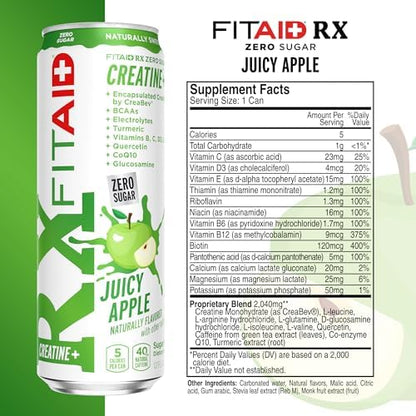 FITAID RX Zero Sugar, Encapsulated Creatine, Post-Workout Recovery Zero Sugar Drink, All-In-One