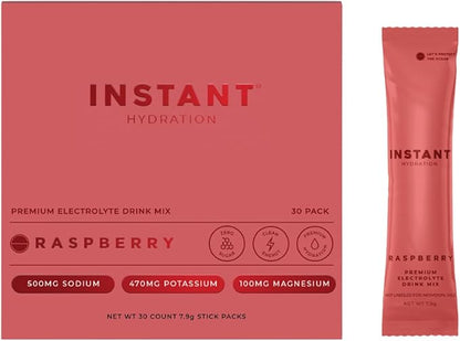 Instant Hydration Electrolytes Powder Packets - Raspberry Electrolyte Drink Mix - Zero Sugar
