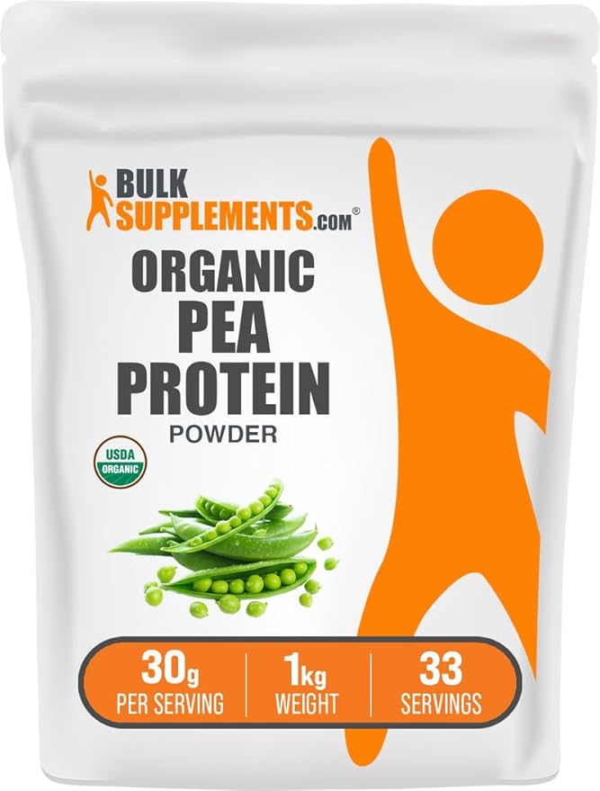 BulkSupplements.com Organic Pea Protein Powder - Plant Based & Vegan Protein Powder - Unflavored &