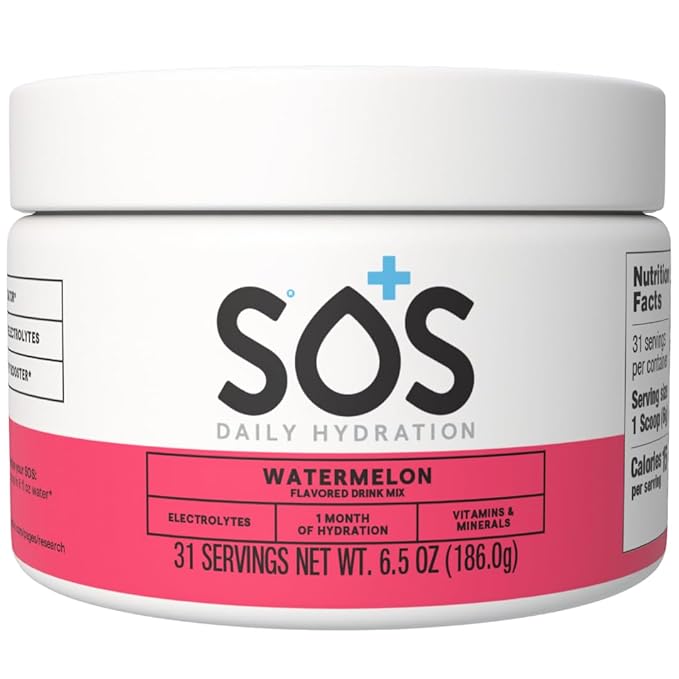 SOS Hydration Electrolyte Drink Mix (31 Servings) ??Low Sugar, 15 Calorie, Keto-Friendly & Rapid