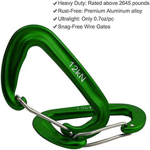 12kN 3.2"x2" Heavy-Duty Carabiner Clips - Durable, Lightweight Aluminum Alloy Carabiners for