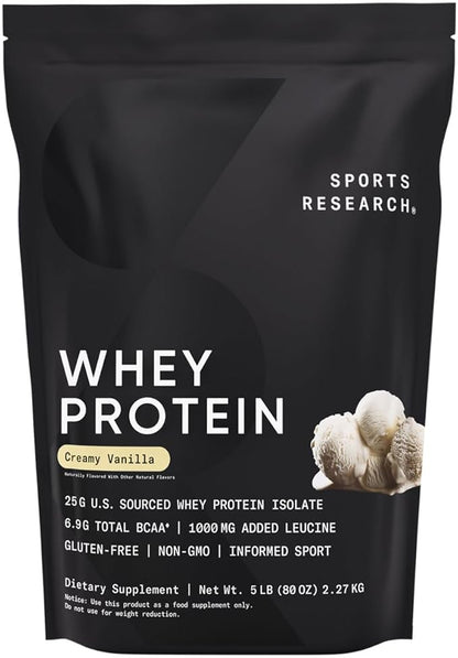 Sports Research Whey Protein - Sports Nutrition Whey Isolate Protein Powder for Lean Muscle