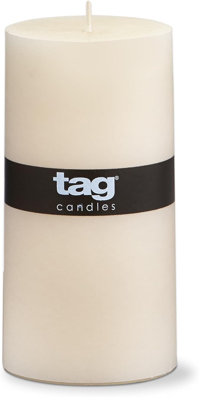 TAG Chapel 3X6 Ivory Pillar Paraffin Wax Candle Unscented Drip-Free Long Burning 85 Hours For Home