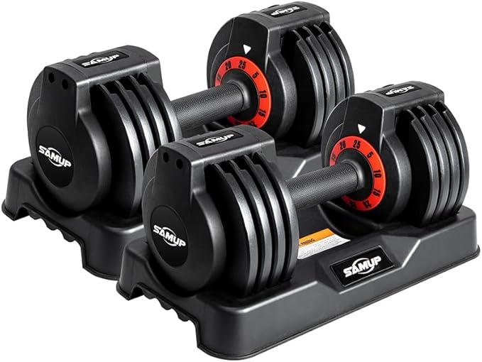 25/55 lbs Pair Adjustable Dumbbells Set, Adjustable Weights Dumbbells Set for Men and Women with