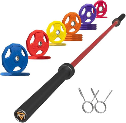7FT Olympic Barbell Bar with Weight Plate Set Combo, Solid Olympic Bar with Bearings, 700Lbs
