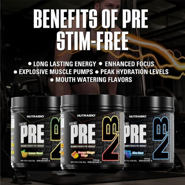 NutraBio STIM-Free PRE Workout for Men, New Formula | Laser Focus, Extreme Pumps | Performance
