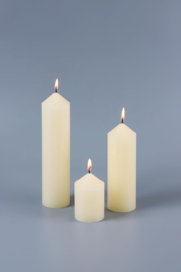 36 Pcs Pillar Candles, Unscented Ivory White Pillar Candles Bulk Set, Long Burning Wax Candles