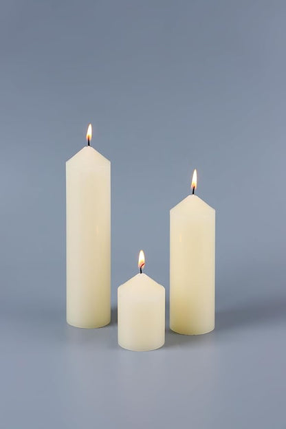 36 Pcs Pillar Candles, Unscented Ivory White Pillar Candles Bulk Set, Long Burning Wax Candles