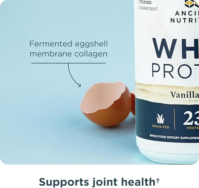 Ancient Nutrition Grass Fed Whey Protein, Vanilla Bean, 23g Protein, 20 Servings, Hydrolyzed