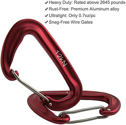 12kN 3.2"x2" Heavy-Duty Carabiner Clips - Durable, Lightweight Aluminum Alloy Carabiners for