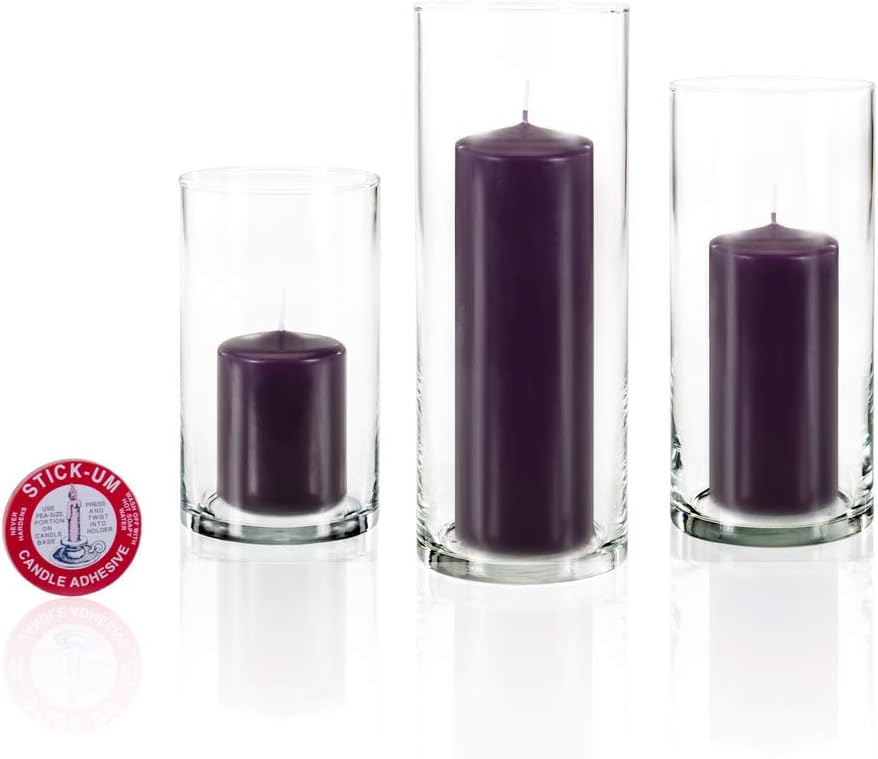 yummi Set of 36 Slim Pillars and Cylinder Vases - Purple