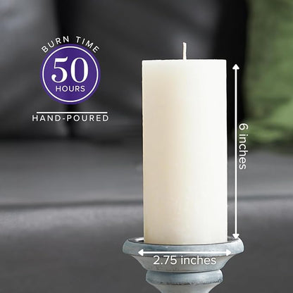 Simply Soson Lavender Scented Candle Set - 3x6 Ivory Pillar Candles for Home Aromatherapy Gift