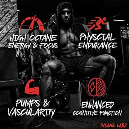 Insane Labz Psychotic Gold, High Stimulant Pre Workout Powder, Extreme Lasting Energy Focus, Pumps