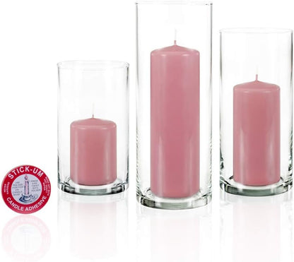 yummi Set of 36 Slim Pillars and Cylinder Vases - Light Rose