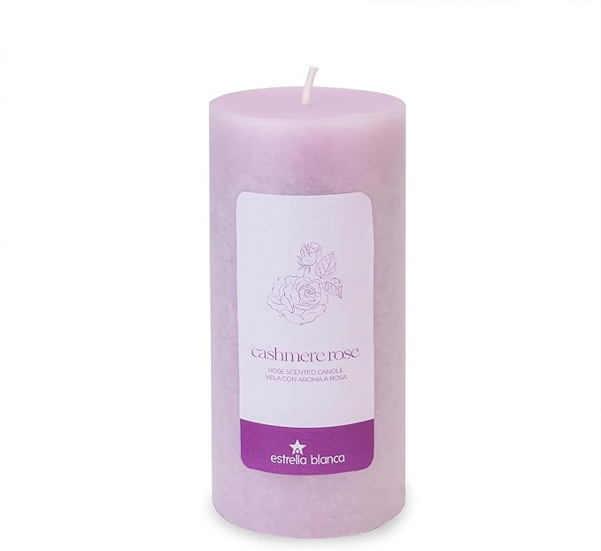 Cashmere Rose Pillar Candles (3-Pack) ??Elegant Rose-Scented Candles for Home, Long Lasting &