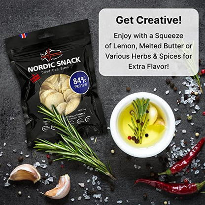 Nordic Catch Freeze Dried Cod Bites Seafood Snacks - Chips made from Wild Caught Icelandic Cod Fish