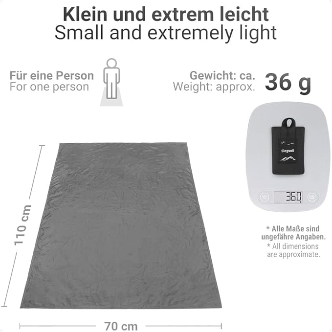 Sand Free Beach Mat for 1-2 Persons, 43.3x27.56″ Sandproof Easy Beach Blanket, Water-Repellent
