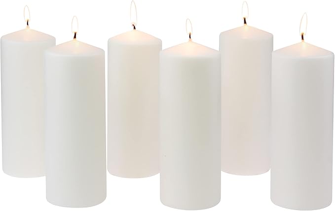 Stonebriar Unscented White Tall Pillar Candles, 80 Hour Burning Candle Pillars, Perfect for Decor