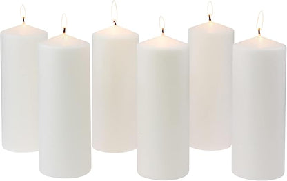 Stonebriar Unscented White Tall Pillar Candles, 80 Hour Burning Candle Pillars, Perfect for Decor