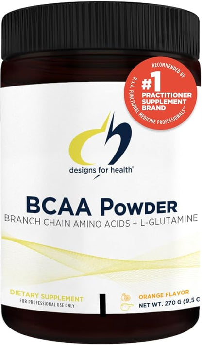 Designs for Health BCAA Powder with L-Glutamine - Branched Chain Amino Acids Powder + L-Glutamine